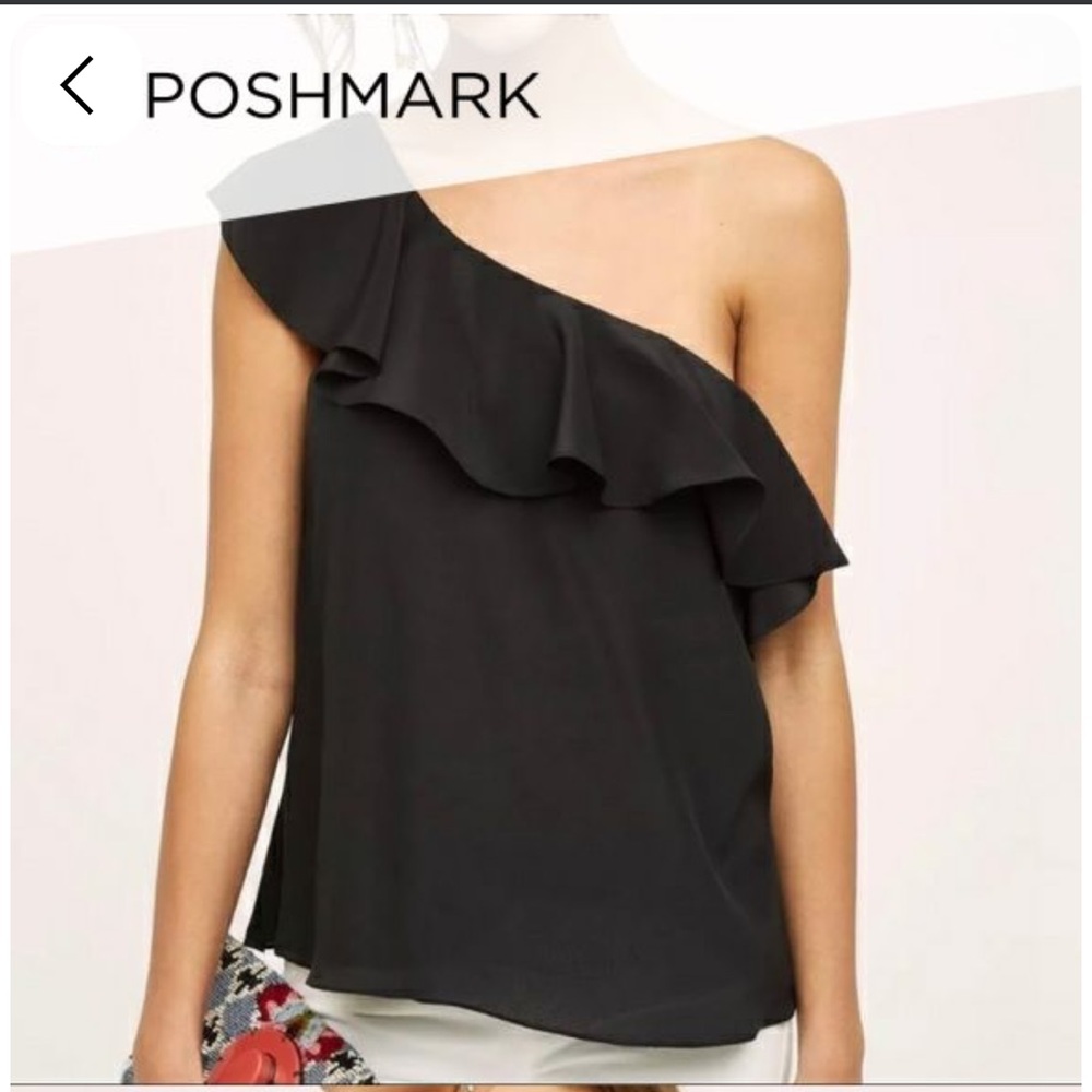Anthropologie Maeve black one shoulder top Size 10